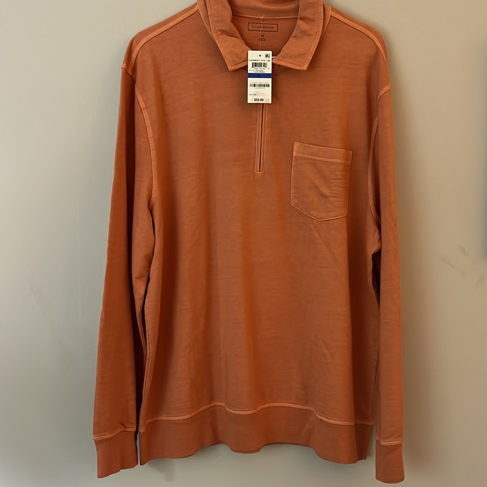 Club Room Men's Orange Quarter Zip Up Sweater - Cute For Fall!